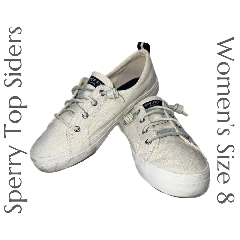 Sperry Top-Sider - White Canvas - Boat Shoes - Casual Slip-On Shoes -‎ Size 8